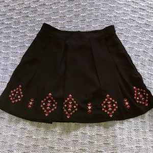 Black skater skirt with Aztec details